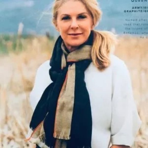 India Hicks Queen's Highway Scarf/Wrap - Graphite/Gold/Orange - Picture 2 of 6